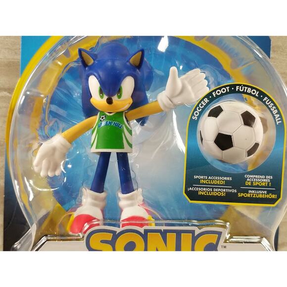 Sonic the Hedgehog 4-Inch Bendable Action Figure Wave 3 - Sonic with Soccer Ball - Picture 4 of 4